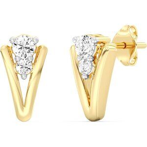 14K Gold Plated 925 Silver Lab Diamond V Split Studs NWT